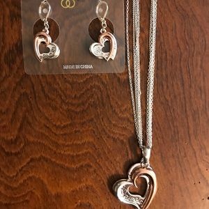 Heart earrings and necklace set